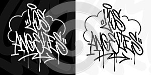 Los Angeles Hip Hop Urban Hand Written Graffiti Style Vector Illustration Calligraphy