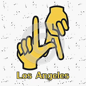 Los Angeles. LA. Hands gesture. Design clothes, t-shirts. Vector illustration.