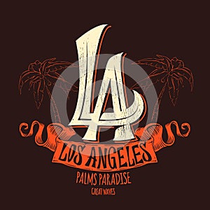 Los Angeles lettering t-shirt design. Vector illustration.