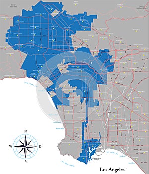Los Angeles and metropolitan area map photo