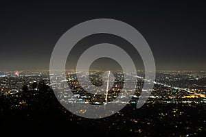 Los Angeles night view in the Griffith Observatory