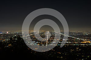 Los Angeles night view in the Griffith Observatory