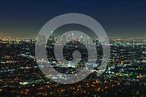 Los Angeles Panorama at night, California - Downtown