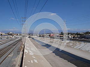 Los Angeles River near down town - pure concrete canal