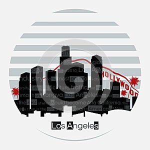 Los Angeles silhouette vector round label