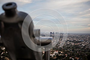 Los Angeles Skyline with binoculars