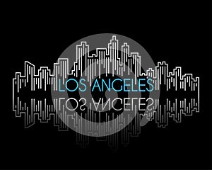 Los angeles skyline building line art trendy style