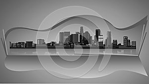 Los Angeles skyline city black silhouette with gray background