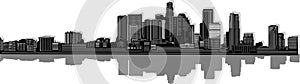 Los Angeles skyline city. Gray reflection version