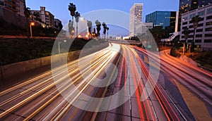 Los Angeles skyline and freeway