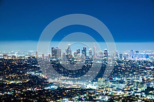 Los Angeles skyline at night.