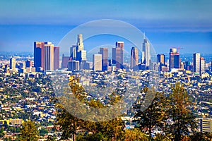 Los Angeles skyline photographed from Griffith Park