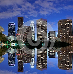 Los Angeles skyline and reflection