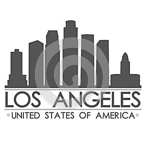 Los Angeles Skyline Silhouette Design City Vector Art