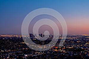 Los Angeles Skyline At Sunset