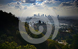 Los Angeles Skyline under Radiant Clouds