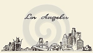 Los Angeles skyline vector hand drawn sketch