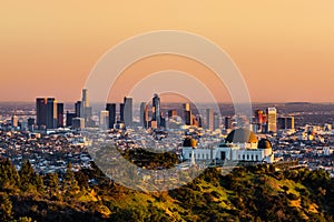 Los Angeles skyscrapers at sunset