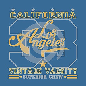 Los Angeles t-shirt, california graphic, sport emblem design