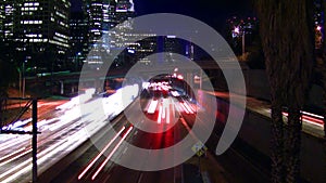 Los Angeles Traffic & Skyline at Night