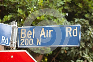 LOS ANGELES, UNITED STATES - 1 November 2022: Bel Air Rd sign in Los Angeles photo