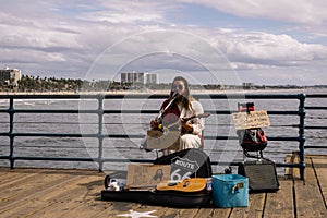 Street musician on the Santa Monica beach