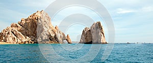 Los Arcos / The Arch at Lands End as seen from the Pacific Ocean at Cabo San Lucas in Baja California Mexico