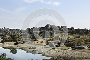 Los Barruecos Natural Monument in the middle of the Caceres peneplain