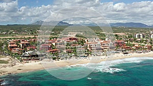 Los Cabos, Aerial of Waterfront With Ocean Water and Hotels and Villas on Beach