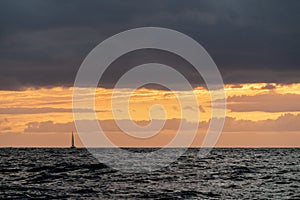 Los cabos Mexico sailing boat at sunset