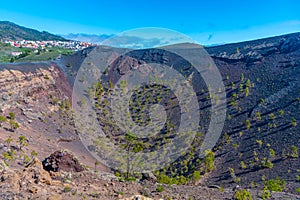Los Canarios village and San Antonio crater at La Palma, Canary Islands, Spain