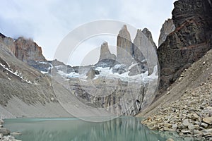 Los Cuernos peaks in Torres del Paine National Park, Chile photo