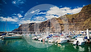 Los Gigantes marina with yachts and boats