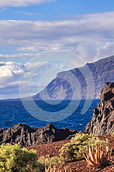 Los Gigantos at Tenerife with clouds and blue sky