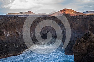 Los Hervideros lava caves in Lanzarote, Canary islands, Spain