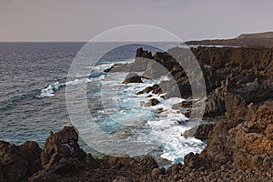 Los Hervideros,rugged volcanic coastline