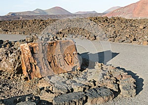 Los Hervideros Way Sign In Lanzarote, Spain