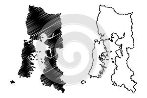 Los Lagos Region Republic of Chile, Administrative divisions of Chile map vector illustration, scribble sketch Los Lagos map