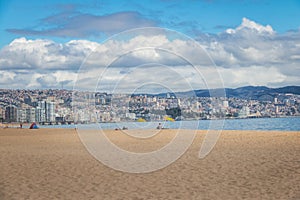 Los Marineros Beach and city skyline - Vina del Mar, Chile