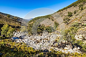 Los Pilones Gorge at Natural Reserve Gorge of hell, Garganta de los Infiernos in Extremadura, Spain