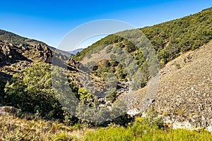 Los Pilones Gorge at Natural Reserve Gorge of hell, Garganta de los Infiernos in Extremadura, Spain