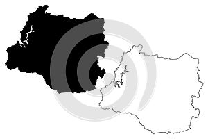 Los Rios Region Republic of Chile, Administrative divisions of Chile map vector illustration, scribble sketch Los Rios map