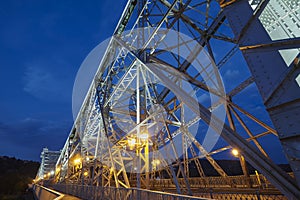 Loschwitz Bridge in Dresden at night, Germany