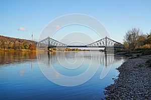 The Loschwitzer bridge over the river Elbe in Dresden
