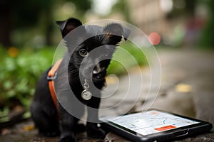 lose and found pet cat and dog on GPS map. AI generative