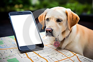 lose and found pet cat and dog on GPS map. AI generative