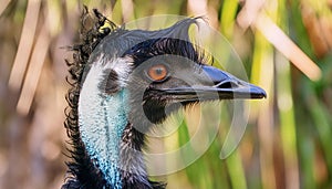 lose-up of an Emu in Natural Habitat Looking Amused photo