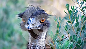 lose-up of an Emu in Natural Habitat Looking Amused photo