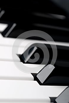 Lose up of piano keyboard keys