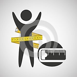 Lose weight concept tape measure icon